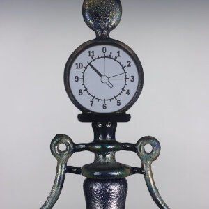 Coldworked Blown Glass, Enamel</br>Torchworked Stopper</br>6 x 2 x 14”</br>2022