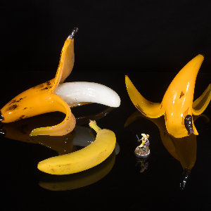 Furnace Blown Glass, Resin 3D Print & Acylic Paint, Banana</br>16 x 10 x 6&rdquo;</br>2026