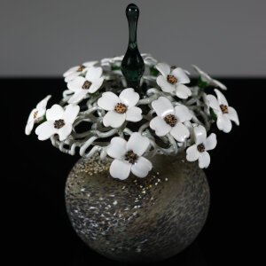 Torchworked Glass Stopper</br>Furnace Blown Bottle</br>8 x 8 x 10”</br>2021