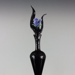 Torchworked Glass Stopper</br>Furnace Blown Bottle</br>3 x 3 x 15”</br>2022