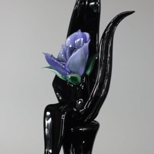 Torchworked Glass Stopper</br>Furnace Blown Bottle</br>3 x 3 x 15”</br>2022