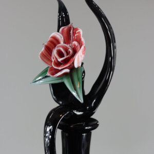 Torchworked Glass Stopper</br>Furnace Blown Bottle</br>3 x 3 x 14”</br>2022